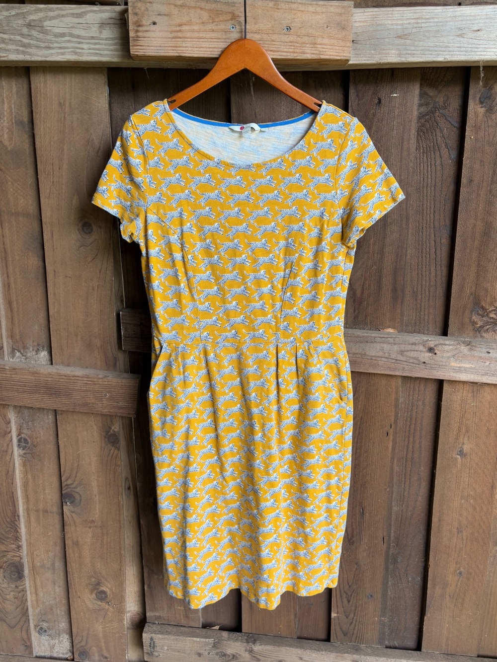 Boden Mustard Yellow Cheetah Animal Print Cotton Dress